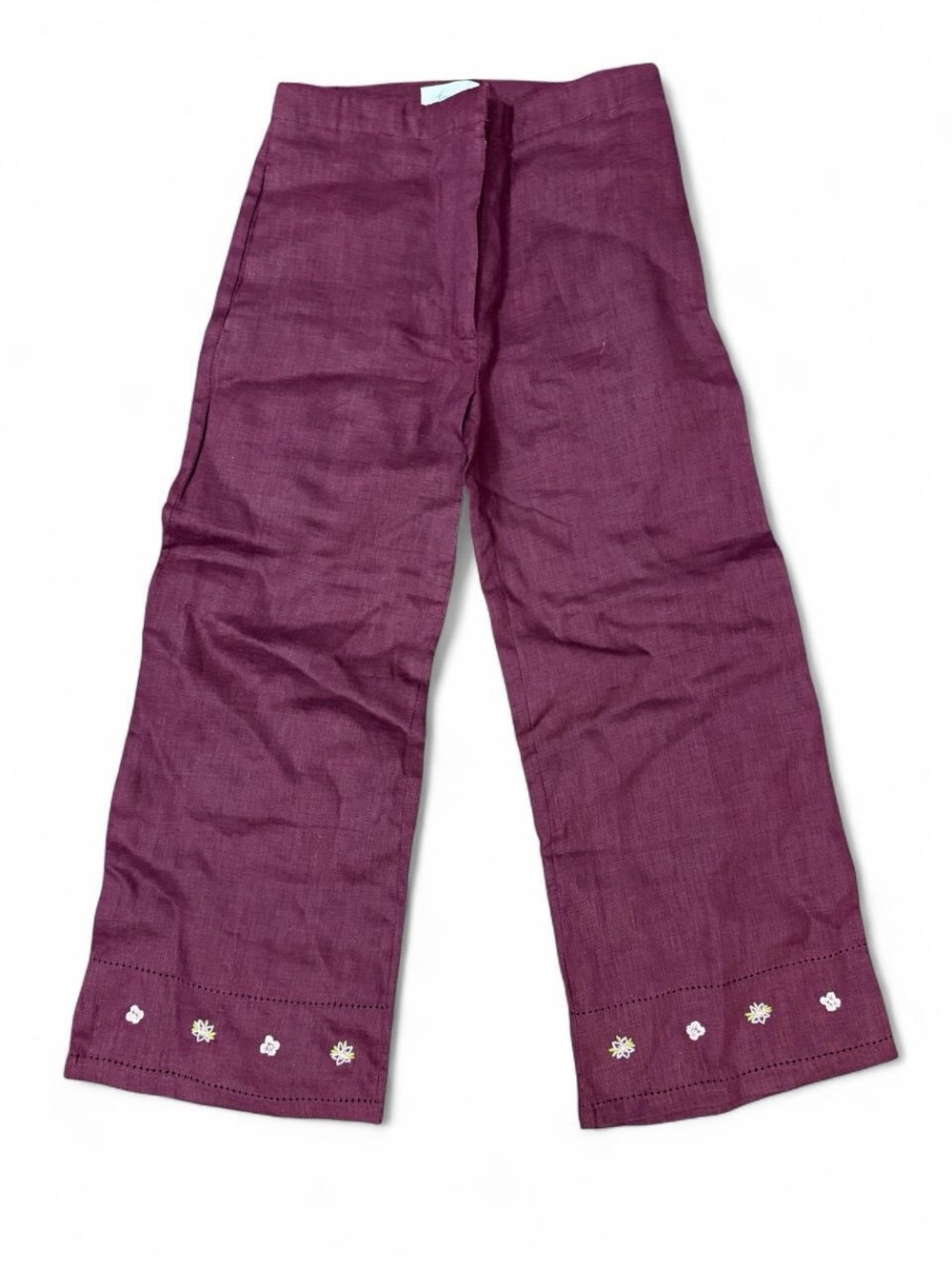 Jacadi burgundy linen pants with...